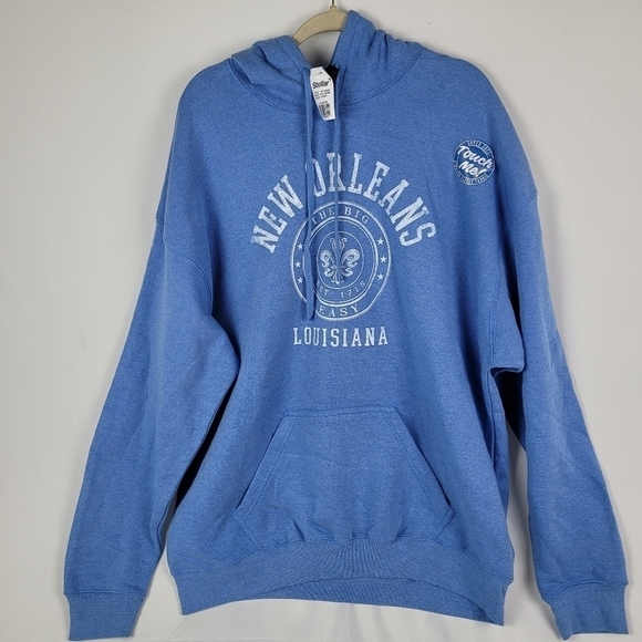 NEW New Orleans The Big Easy Louisiana Men’s Sweatshirt Hoodie Denim Blue Sz XXL - Picture 1 of 7